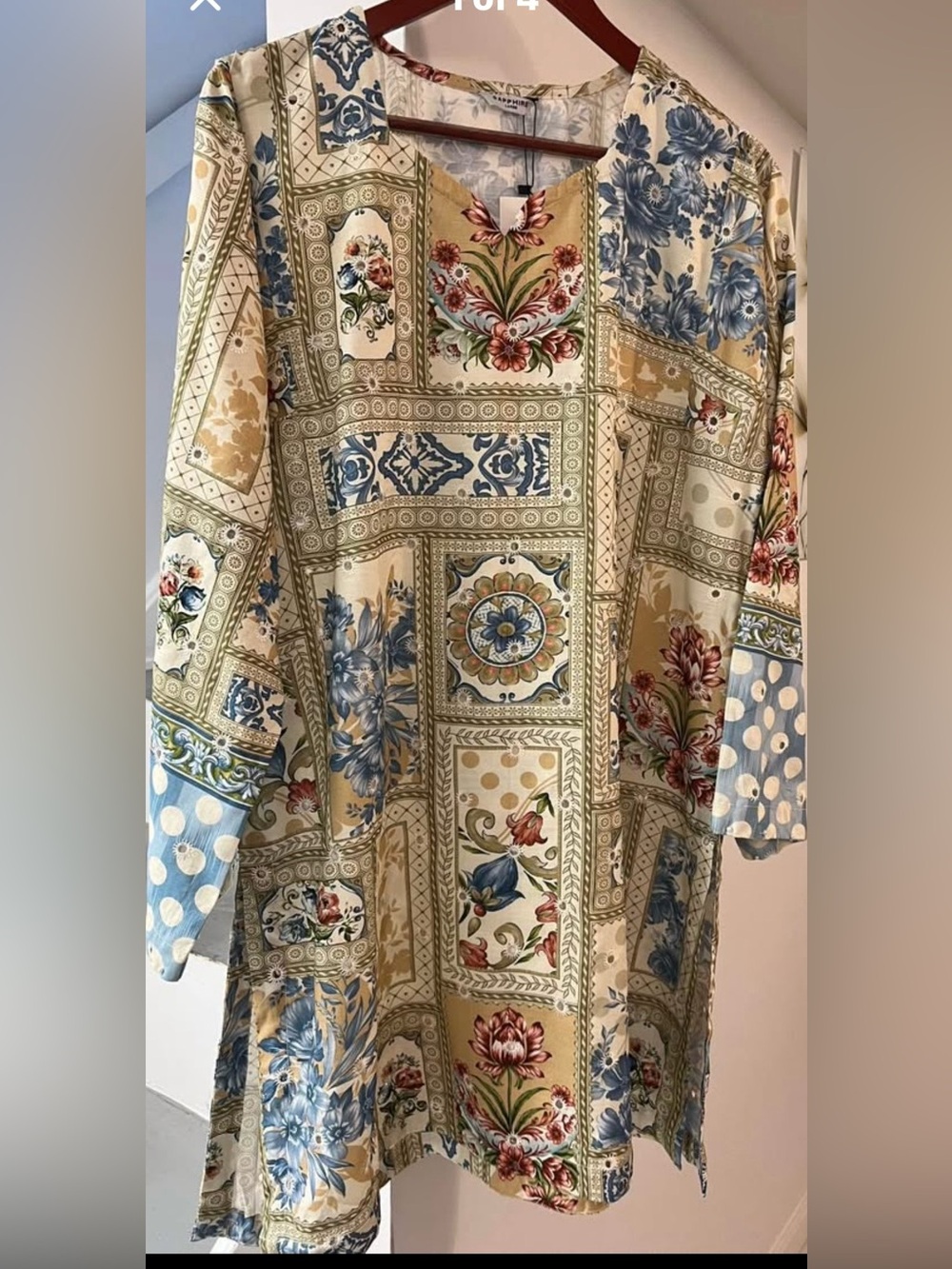 Pakistani embroidered and painted shirt.Size Large